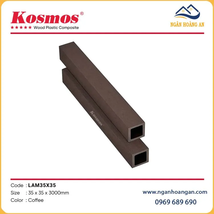 Thanh Lam Hộp Gỗ Nhựa Ngoài Trời Kosmos LAM35x35 Coffee