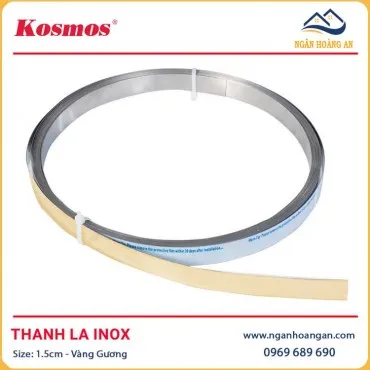 Thanh Nẹp La Inox 201 Màu Vàng Gương Kosmos 1.5cm