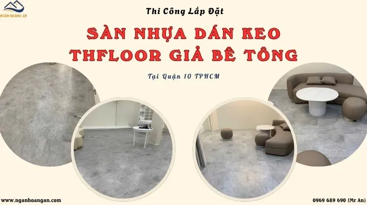 Thi Công Sàn Nhựa Dán Keo Giả Bê Tông THFLoor 