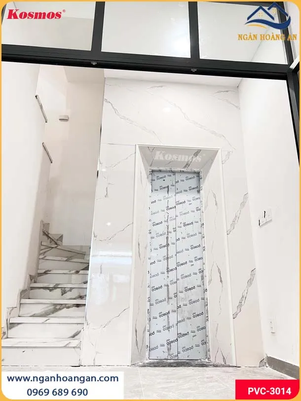 Thi Công Ốp Thang Máy Bằng Tấm Nhựa PVC Giả Đá Độc Đáo