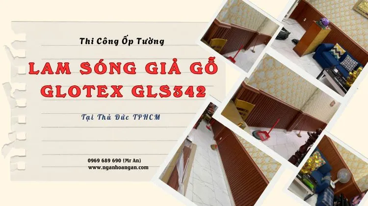 Thi Công Ốp Tường Lam Sóng Glotex Giả Gỗ GLS342 