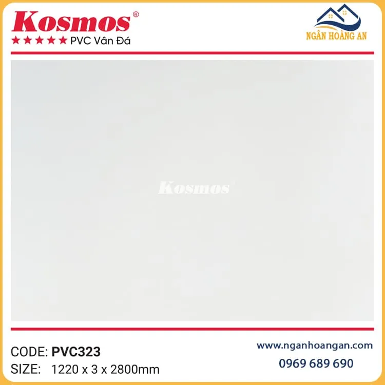 Tấm Nhựa Ốp Tường PVC Giả Đá Kosmos Màu Trắng Trơn PVC323