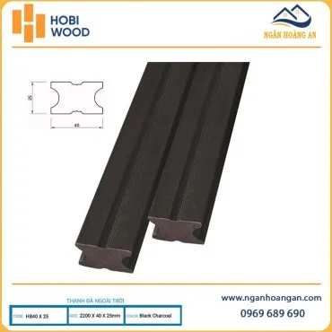 Xương Đà Nhựa Sàn Gỗ Ngoài Trời Hobiwood HB40X25 Black Charcoal