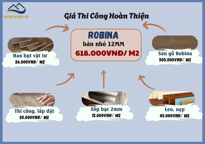 Bảng Giá Thi Công Hoàn Thiện Sàn Gỗ Robina Bản Nhỏ 12mm Bảng Giá Thi Công Hoàn Thiện Sàn Gỗ Robina Bản Nhỏ 12mm