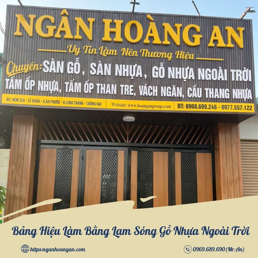 Bảng Hiệu Làm Bằng Lam Sóng Gỗ Nhựa Ngoài Trời