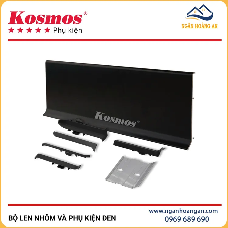 Bộ Len Nhôm Chân Tường Kosmos 80mm CT80-D Màu Đen