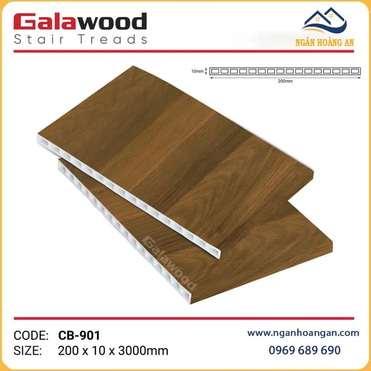 Cổ Bậc Cầu Thang Nhựa PVC Giả Gỗ Galawood CB-901