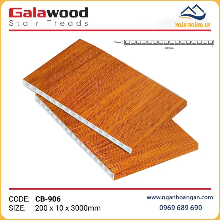Cổ Bậc Cầu Thang Nhựa PVC Vân Gỗ Galawood CB-906