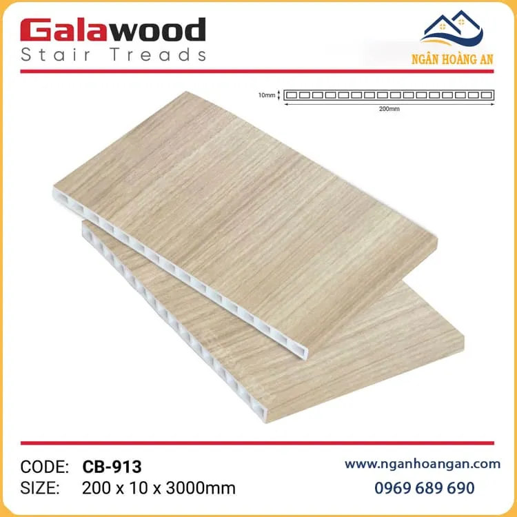 Cổ Bậc Cầu Thang Nhựa PVC Giả Gỗ  Galawood CB-913