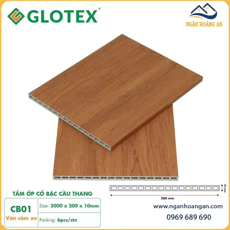 Cổ Bậc Cầu Thang Nhựa PVC Giả Gỗ Glotex CB01