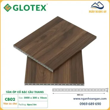 Cổ Bậc Cầu Thang Nhựa PVC Vân Gỗ Glotex CB02