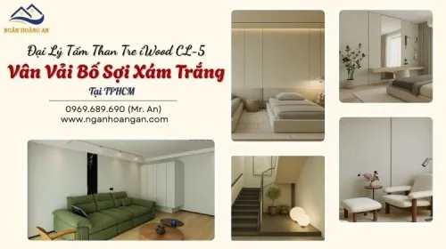 Đại Lý Tấm Than Tre iWood CL-5 Vân Vải Bố Sợi Xám Trắng Tại TPHCM