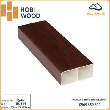 Hộp Cột Nhựa Giả Gỗ Trang Trí Cầu Thang Hobiwood 50x100 HC104