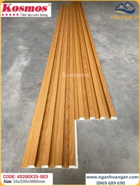 Lam 4 Sóng Cao Nhựa Giả Gỗ Ốp Tường Kosmos 4S200X25-003