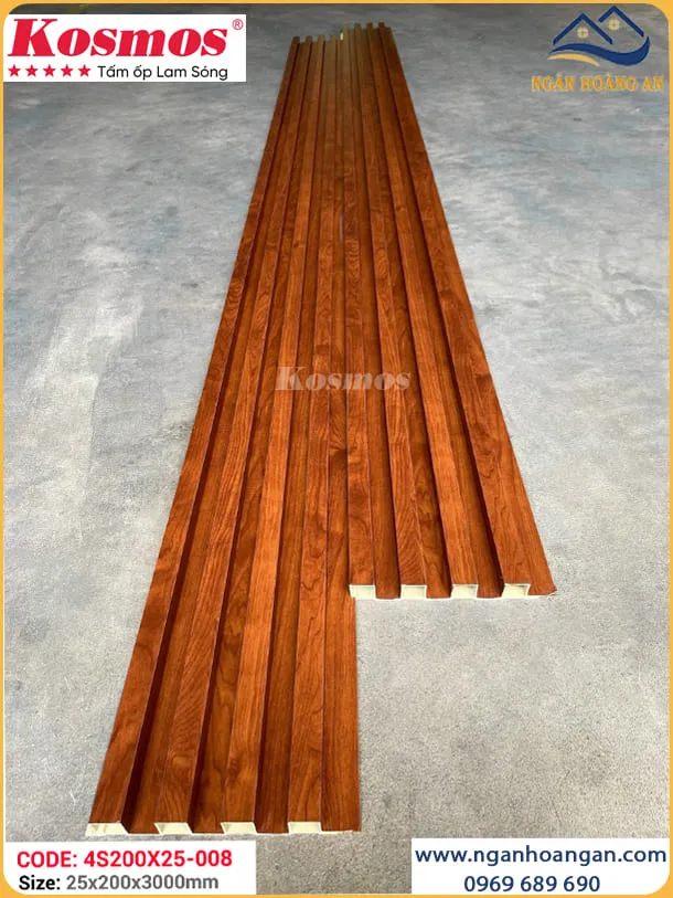 Lam 4 Sóng Cao Nhựa Giả Gỗ Kosmos 4S200X25-008
