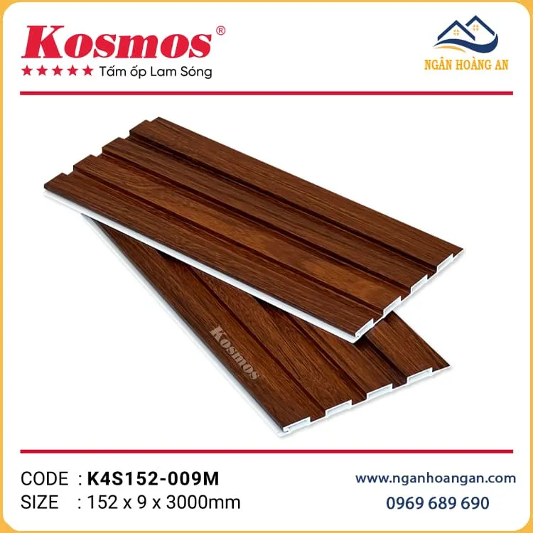 Lam 4 Sóng Nhựa Ốp Tường Giả Gỗ Kosmos K4S152-009M