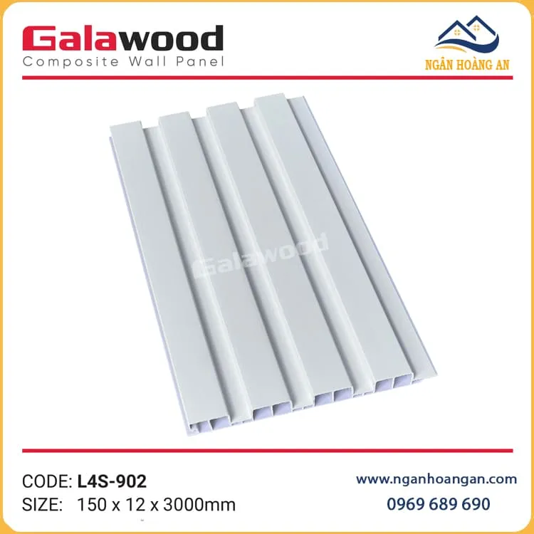 Lam 4 Sóng Nhựa Ốp Tường Trần Galawood L4S-902 Màu Trắng