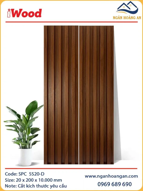 Lam 5 Sóng Nhựa Ốp Tường Giả  Gỗ iWood 5S20-D