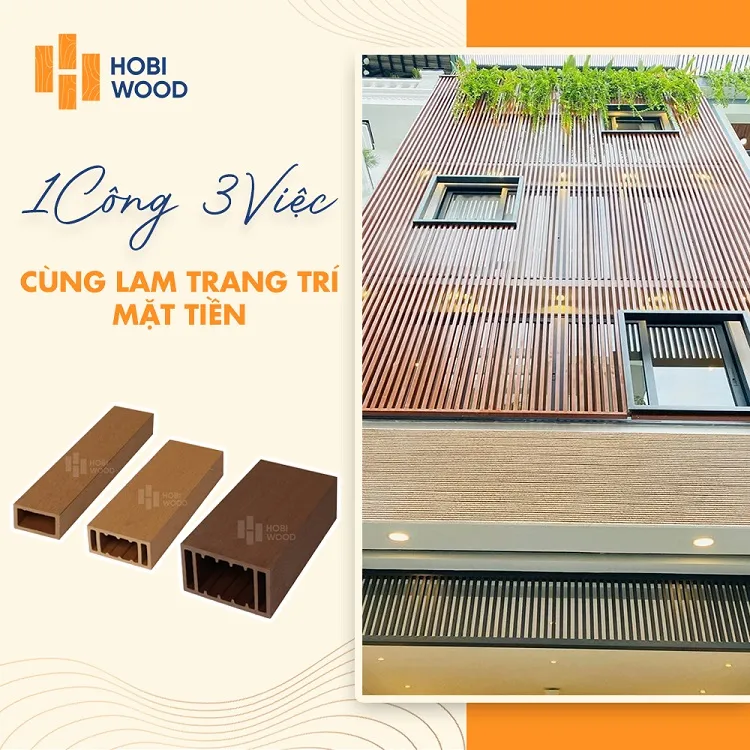 Lam Hộp Gỗ Nhựa Ngoài Trời Trang Trí Mặt Tiền 