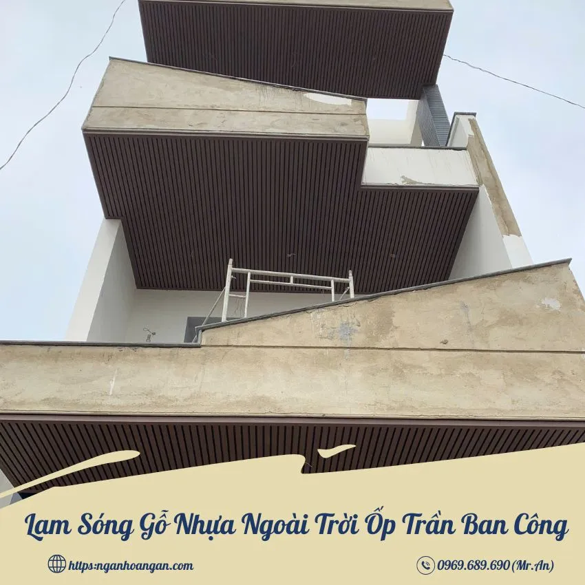 Lam Sóng Gỗ Nhựa Ngoài Trời Ốp Trần Ban Công 