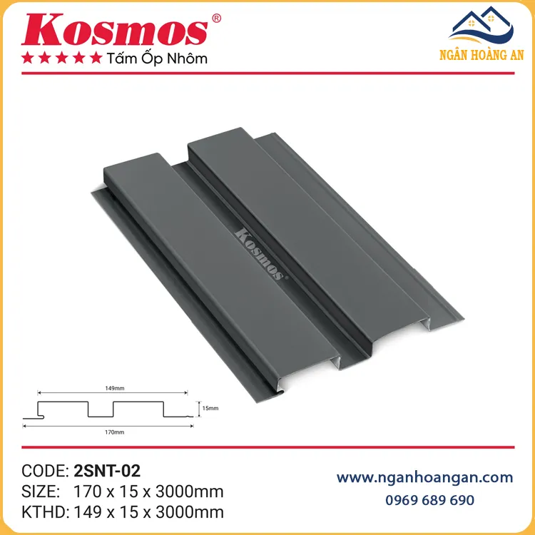 Lam Sóng Nhôm Ốp Trần Kosmos 2SNT-02 Màu Xám