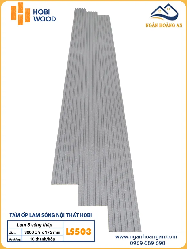 Lam Sóng Nhựa Giả Gỗ Hobiwood LS503 Màu Xám Nhạt