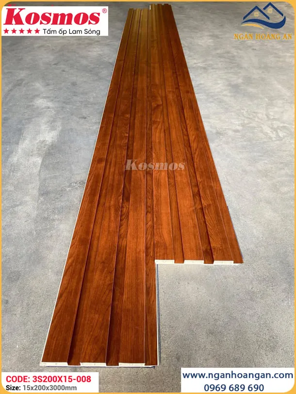 Lam 3 Sóng Nhựa Giả Gỗ Ốp Tường Kosmos 3S200X15-008