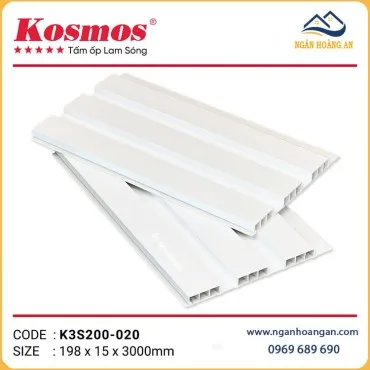Lam Sóng Nhựa Ốp Tường Kosmos K3S200-020 Màu Trắng Trơn