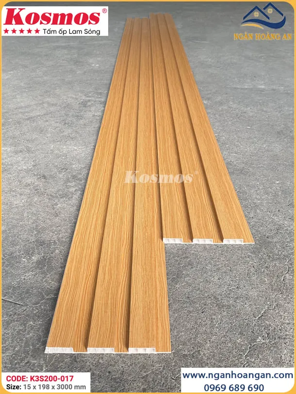 Lam Sóng Ốp Trần Nhựa Giả Gỗ Kosmos K3S200-017