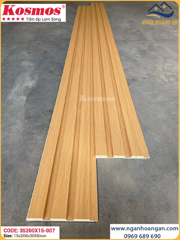 Lam Sóng Ốp Trần Nhựa Giả Gỗ Komsos 3S200X15-007