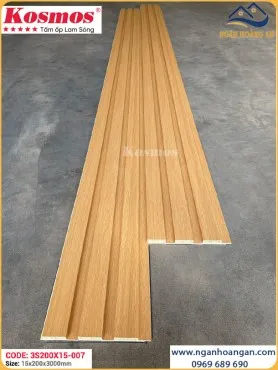 Lam Sóng Ốp Trần Nhựa Giả Gỗ Komsos 3S200X15-007