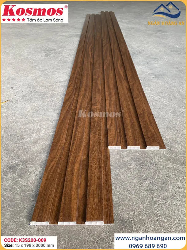 Lam Sóng Ốp Tường Nhựa Giả Gỗ Komsos K3S200-009