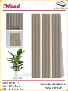 Ốp Tường Lam Sóng Than Tre Vân Đơn Sắc Trơn Trà Sữa iWood 6S8 SS-10