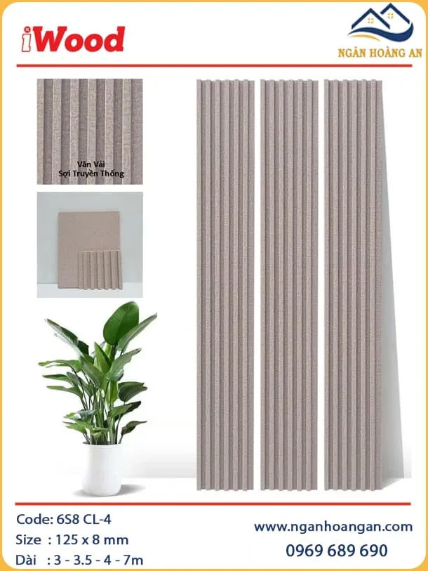 Tấm Ốp Lam Sóng Than Tre Ốp Tường Vân Vải iWood 6S8 CL-4 Tấm Ốp Lam Sóng Than Tre Ốp Tường Vân Vải iWood 6S8 CL-4