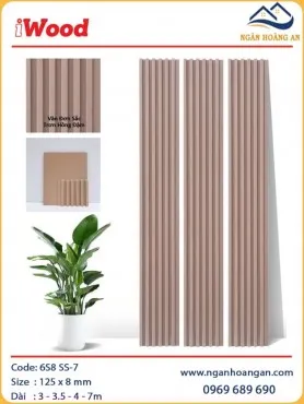 Tấm Ốp Lam Sóng Than Tre Vân Đơn Sắc Trơn Hồng Đậm iWood 6S8 SS-7