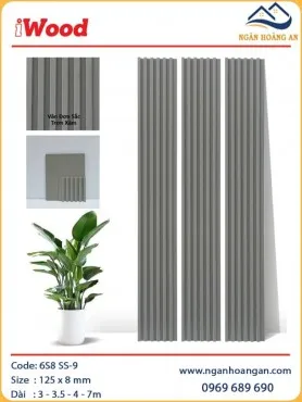 Tấm Ốp Lam Sóng Than Tre Vân Đơn Sắc Trơn Xám iWood 6S8 SS-9