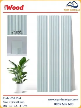 Tấm Ốp Lam Sóng Than Tre Vân Đơn Sắc Nhám Sần Xanh  iWood 6S8 SS-4