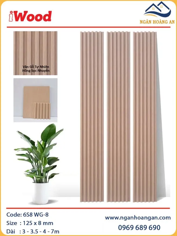 Tấm Lam Sóng Than Tre Ốp Tường Vân Gỗ Hồng Nhạt iWood 6S8 WG-8 Tấm Lam Sóng Than Tre Ốp Tường Vân Gỗ Hồng Nhạt iWood 6S8 WG-8