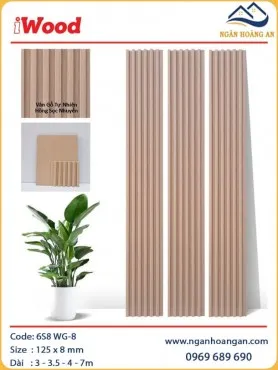 Tấm Lam Sóng Than Tre  Ốp Tường Vân Gỗ Hồng Nhạt iWood 6S8 WG-8