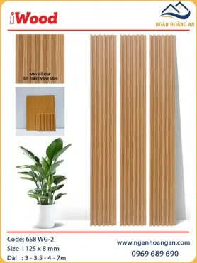 Lam Sóng Than Tre Ốp Trần Vân Gỗ Oak Sọc Vàng Đậm iWood 6S8 WG-2
