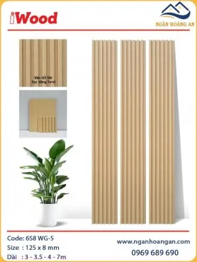 Tấm Ốp Lam Sóng Than Tre Vân Gỗ Sồi Sọc Vàng Tươi iWood 6S8 WG-5