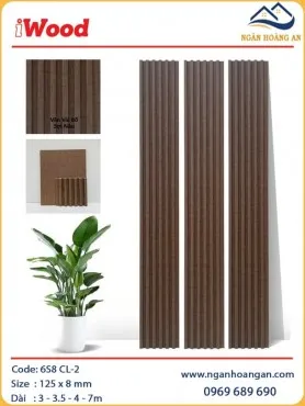 Tấm Ốp Lam Sóng Than Tre Vân Vải Bố Nâu iWood 6S8 CL-2