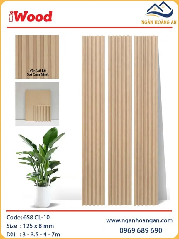 Tấm Ốp Lam Sóng Than Tre Vân Vải iWood 6S8 CL-10