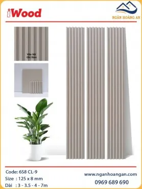 Tấm Ốp Tường Lam Sóng Than Tre Vân Vải Màu Ghi Xám iWood 6S8 CL-9