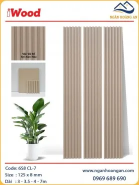 Tấm Ốp Lam Sóng Than Tre Vân Vải Màu Xám Nâu iWood 6S8 CL-7
