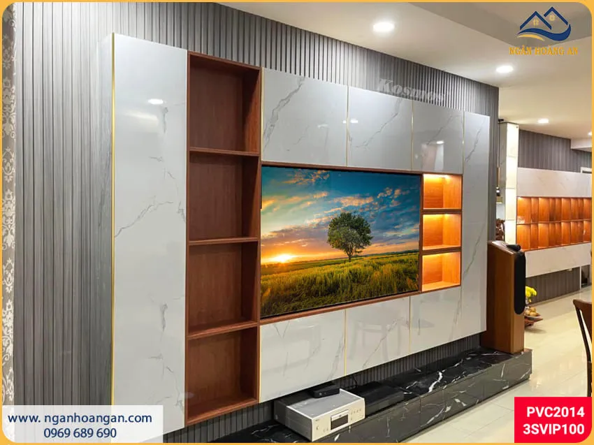 Lam Sóng Và PVC Ốp Trang Trí Vách Tivi Độc Đáo - Sang Trọng
