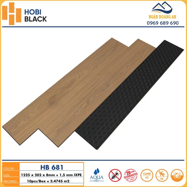 Lát Sàn Gỗ Công Nghiệp 8mm Hobi Black HB981