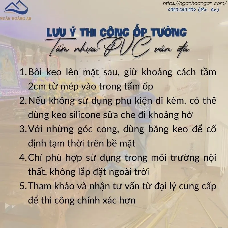 Lưu Ý Khi Thi Công Tấm Nhựa Ốp Tường PVC Giả Đá