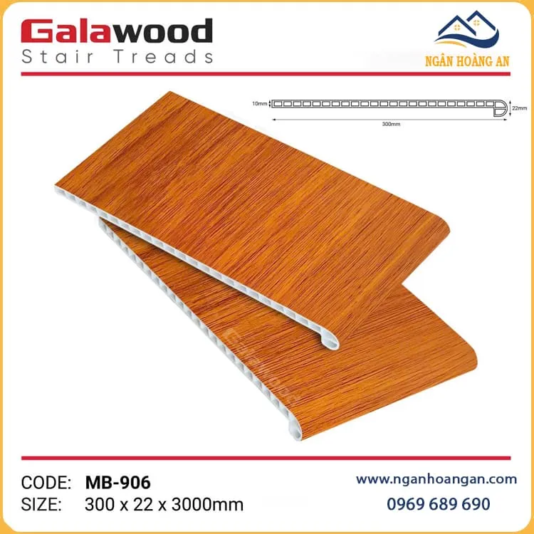 Mặt Bậc Cầu Thang Nhựa PVC Vân Gỗ Galawood MB-906