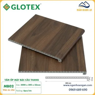 Mặt Bậc Cầu Thang Nhựa PVC Vân Gỗ Glotex MB02
